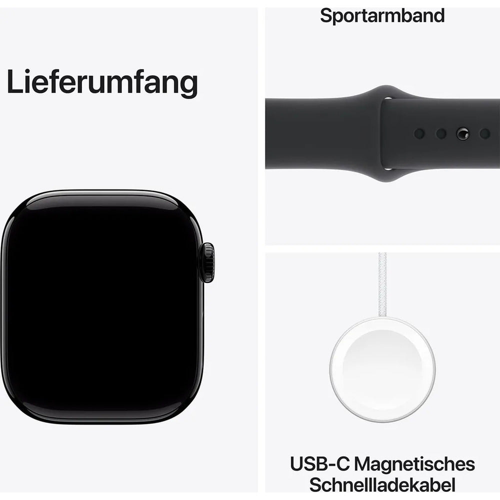 Apple Watch Series 10 GPS WiFi - 42 mm - Noir - Taille S/M - 2024 - Bracelet Sport Noir S/M
