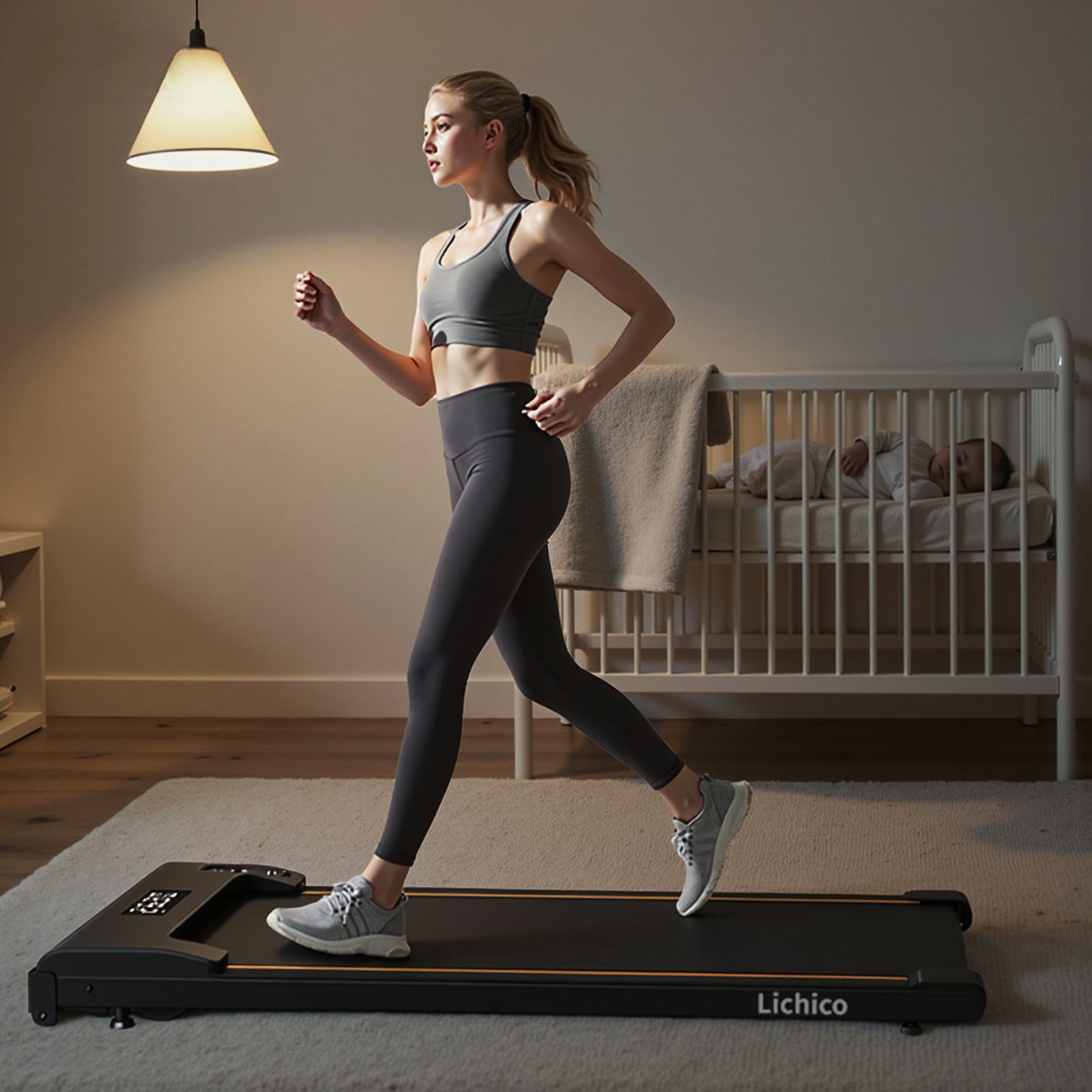 lichico Tapis de course de marche sous bureau Capacité max. 130 kg Fitness à domicile