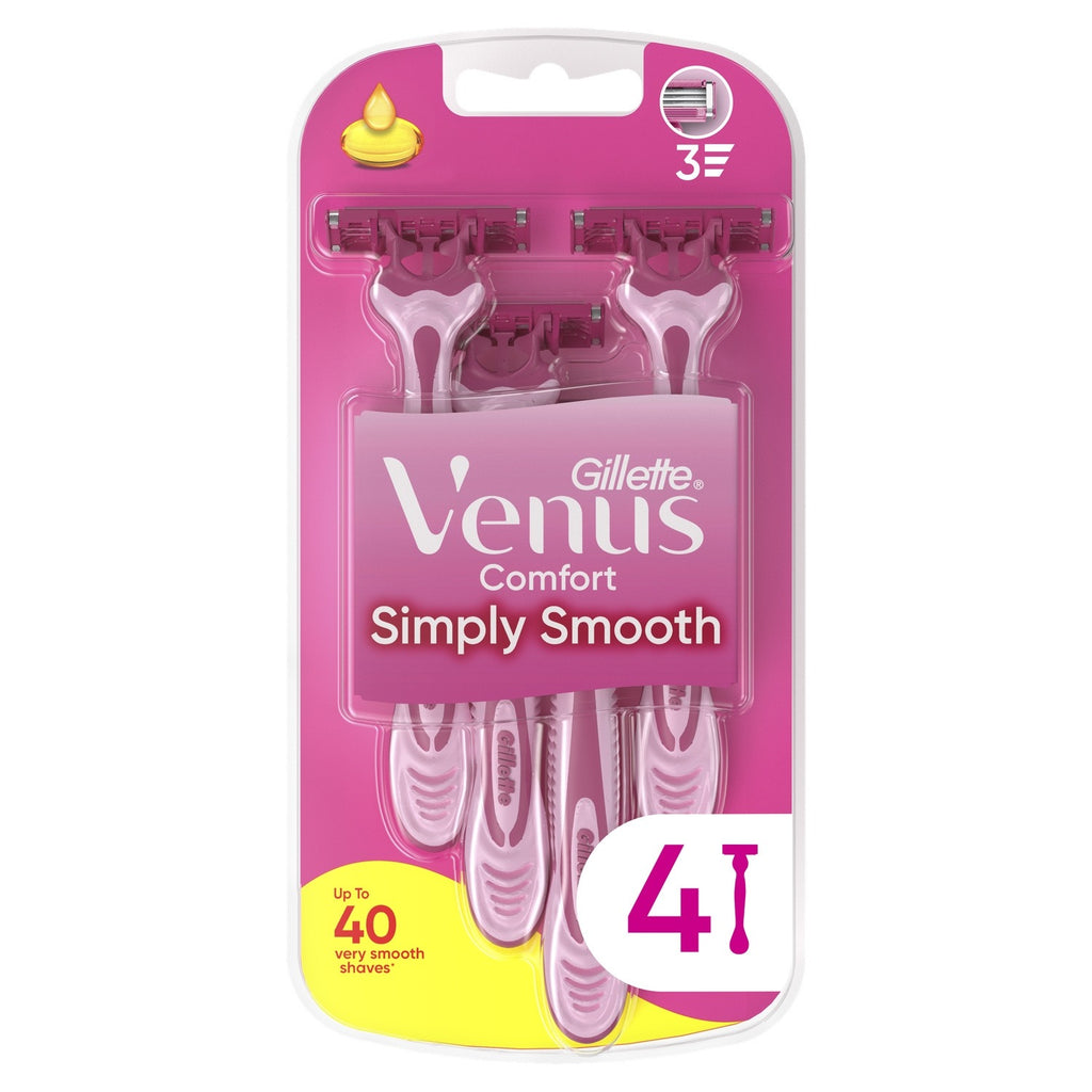 GILLETTE Rasoirs Jetables Femme Venus Comfort Simply Smooth x4