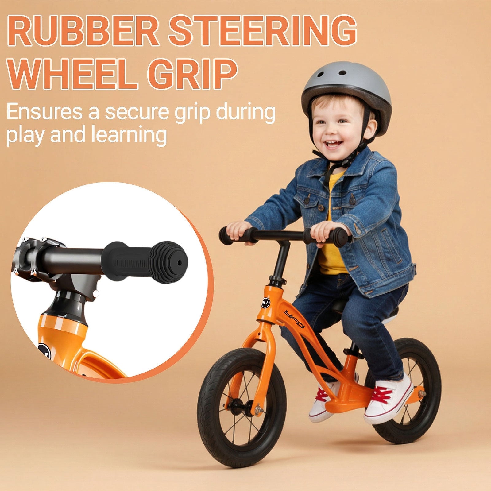 Neuleb Draisienne pour tout-petits, vélo d’apprentissage léger sans pédales avec selle réglable, pneus sans air et béquille, premier vélo pour enfants de 3 à 6 ans, parfait pour apprendre à rouler, Orange