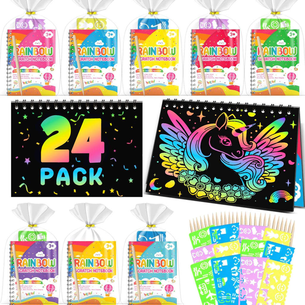 Rainbow Kit de carnets d'art par gommage Arc-en-ciel Lot de 24