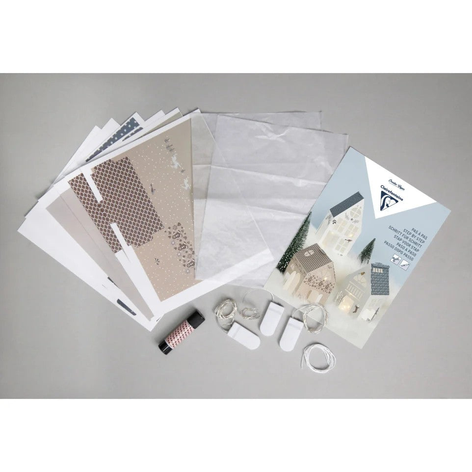 Clairefontaine Kit créatif Décoration de Noël maisonnettes en papier
