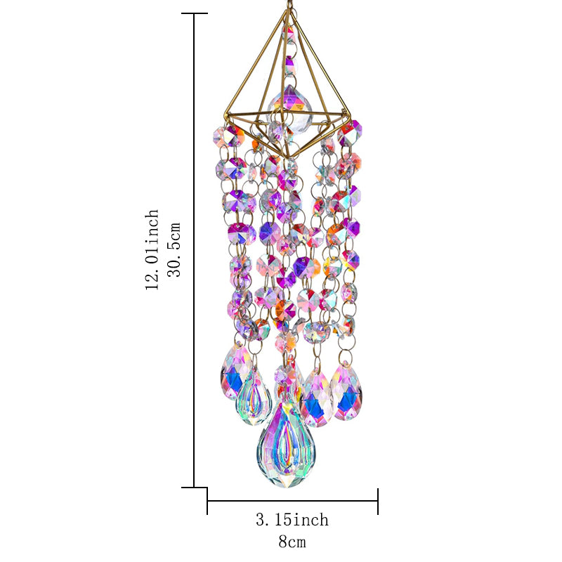 Ju7cer Carillon à vent en cristal irisé lumière et ombre 1 pièce - Décoration de carillon à vent suspendu, Attrape-lumière de jardin, Créateur d’arc-en-ciel pour mariages, Indispensable de Noël