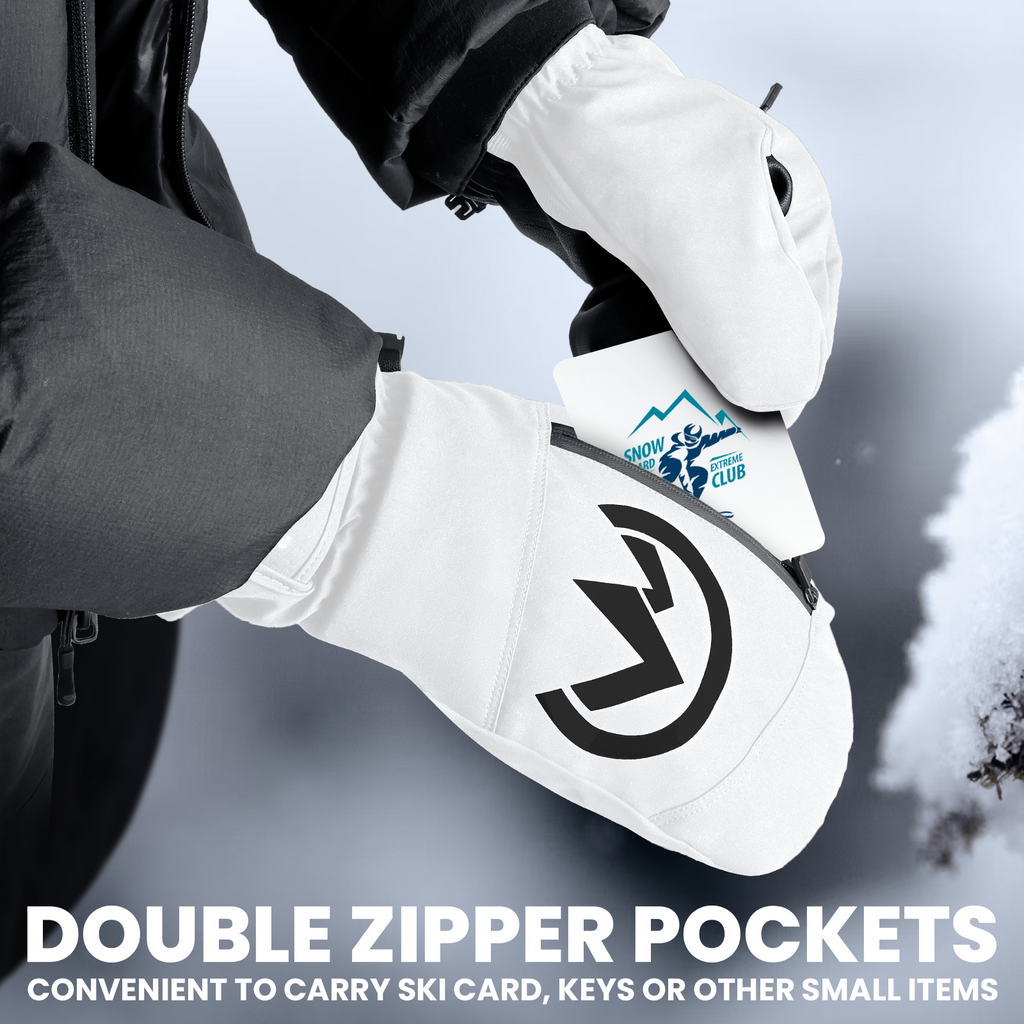 OutdoorMaster Moufles de ski adultes pour femmes et hommes, Gants de ski imperméables et coupe-vent, Gants de snowboard chauds d’hiver Blanc L
