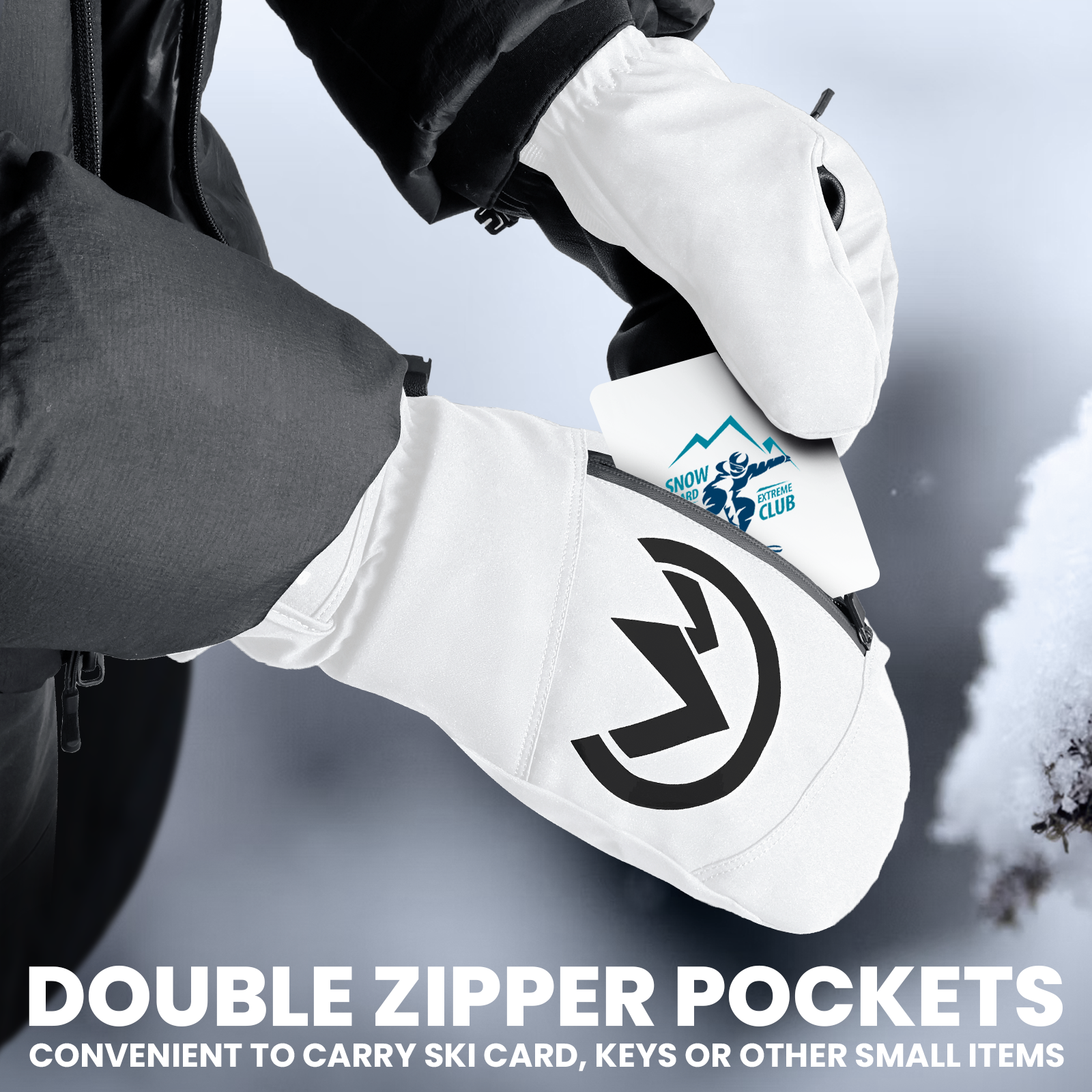OutdoorMaster Moufles de ski adultes pour femmes et hommes, Gants de ski imperméables et coupe-vent, Gants de snowboard chauds d’hiver Blanc L