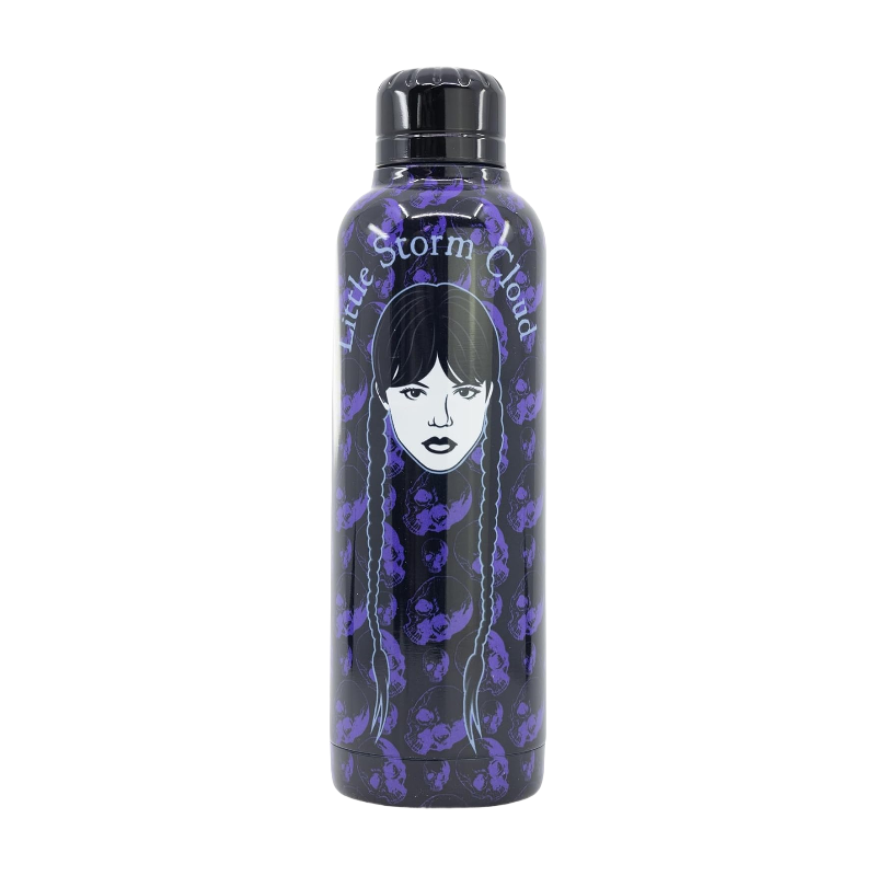 Stor Mercredi Gourde isotherme en acier inoxydable noir et violet - 515 ml