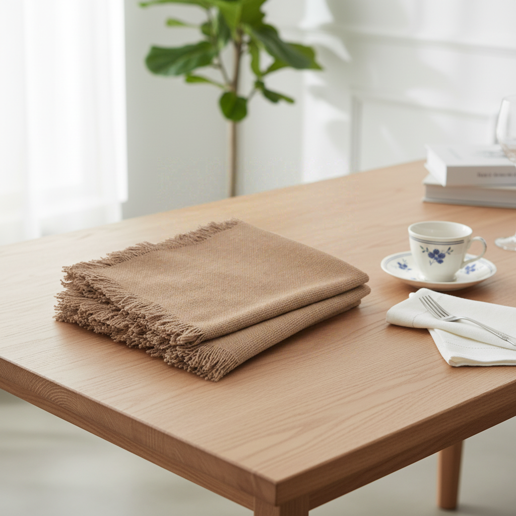 Atmosphera Maha Lot de 2 serviettes de table beige - 40 x 40 cm