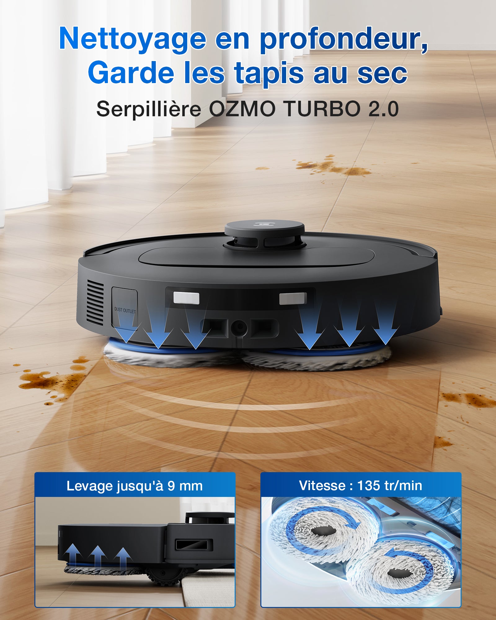 DEEBOT T30e OMNI EU, Noir, Aspiration ultra puissante 25 000 Pa, Double système anti-emmêlement, Brillance pure, Puissance de nettoyage débloquée avec la technologie ZeroTangle 3.0