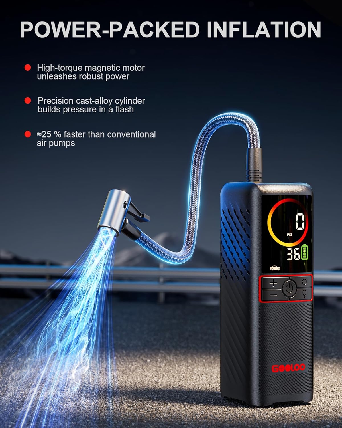 (GOOLOO5) Compresseur portable GOOLOO GT160 pour gonflage de pneus, pompe à air portable 160PSI pour pneus de voiture