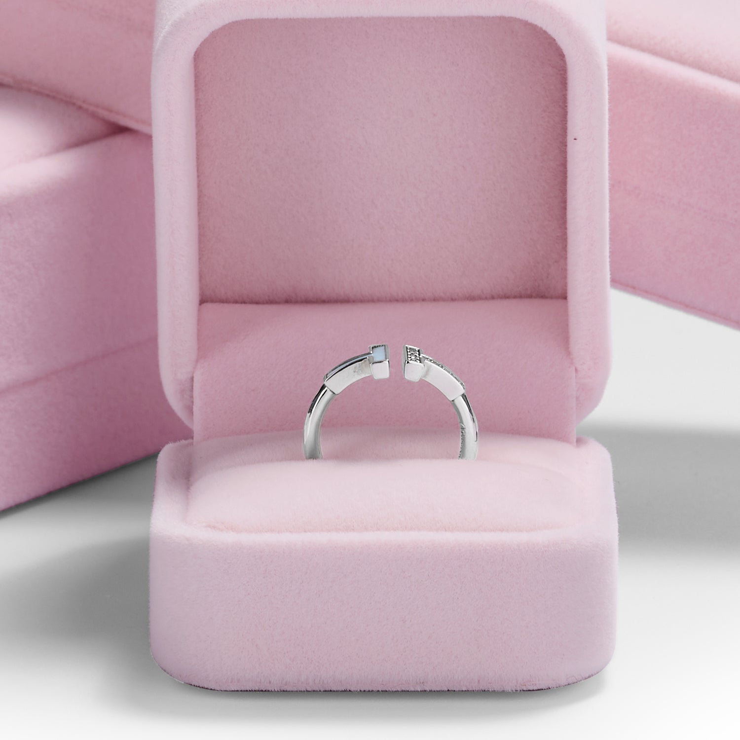 Oirlv Boîte à bague en velours, boîte de rangement pour boucle d'oreille, collier et bracelet, boîte d'organisation de bijoux, boîte cadeau pour demande en mariage, fiançailles et mariage