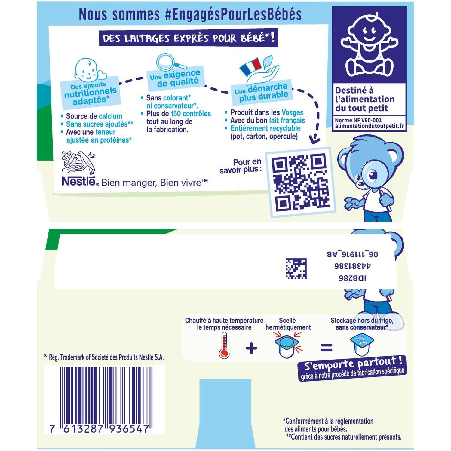 NESTLE P'tit brassé nature dès 6 mois coupelles 4x90g 360g