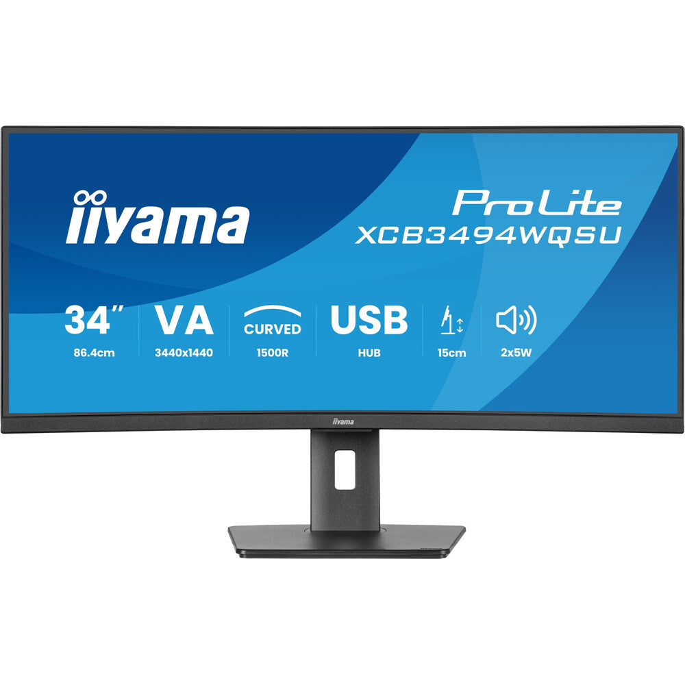 iiyama Prolite XCB3494WQSU-B1 34 po VA Incurvé UWQHD 120 Hz USB-A Haut-parleurs Hauteur réglable