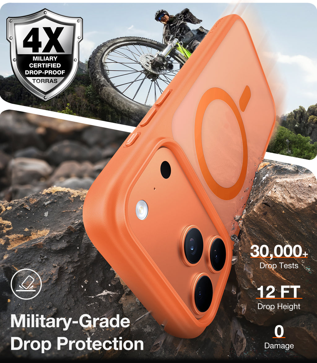 TORRAS Coque pour iPhone 17 Pro Max - Série Guardian-Magnetic - Orange