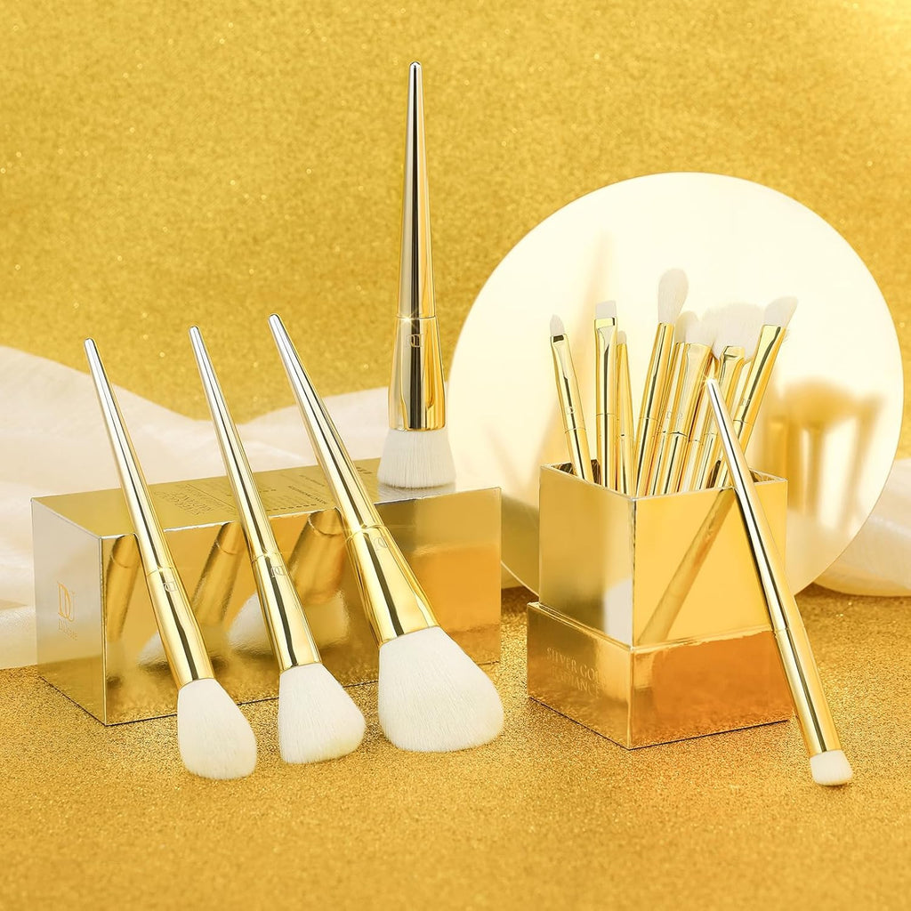 DUcare Coffret de 15 pinceaux de maquillage - Gold & Silver Glow