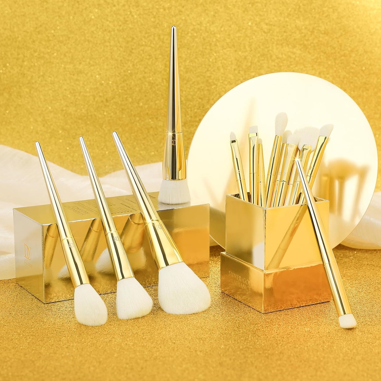 DUcare Coffret de 15 pinceaux de maquillage - Gold & Silver Glow