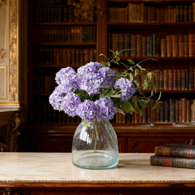 Yuejia 1 Pièce 13 Pouces/33 cm Faux Hydrangée 7 Têtes Fleur en Soie Fleur en Soie Salon Chambre Décoration de Fleur de Mariage Décoration de Fleur Artificielle (Violet)