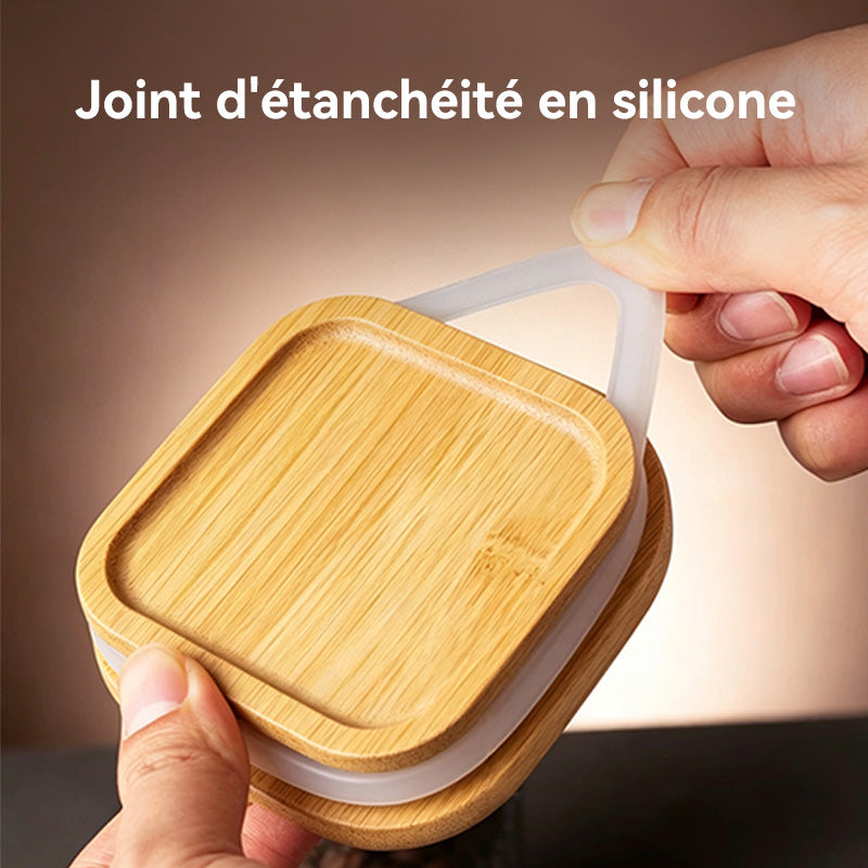 JORDAN&JUDY Lot de 5 boîtes de conservation en verre, hermétiques pour céréales, finition grain de bois (750 ml x1 + 800 ml x1 + 1100 ml x1 + 1500 ml x1 + 2300 ml x1)