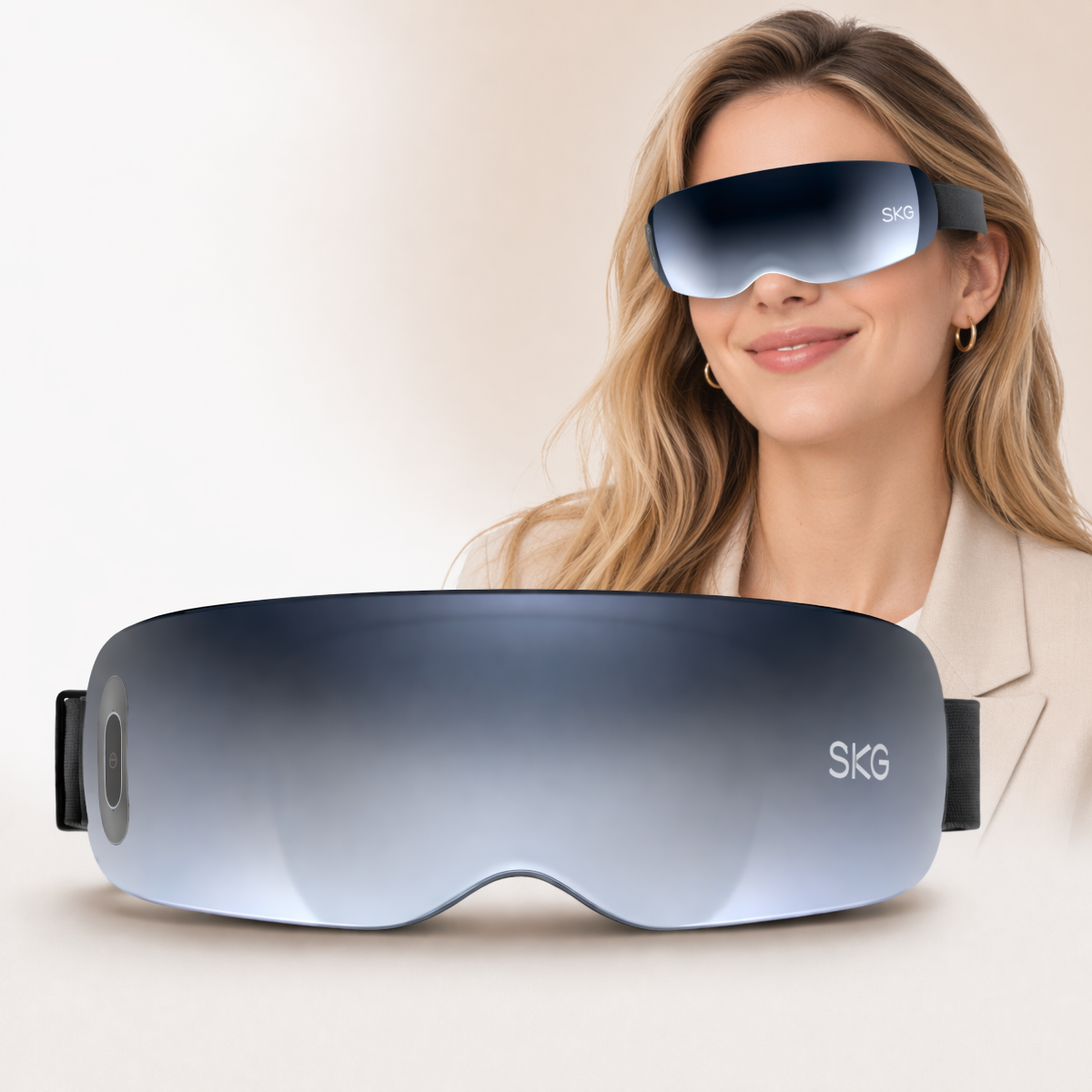 SKG E7-EN Masseur oculaire chauffant vibrant 2-en-1 avec mode musique Bluetooth et compresse chaude, Cadeau pour amoureux