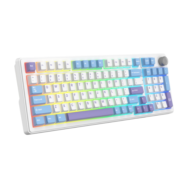 THE G-LAB KEYZ ELITE 400 Clavier Gaming Mécanique Switch Linéaire Triple Mode RGB, 96 % - QWERTY - Blanc/Bleu