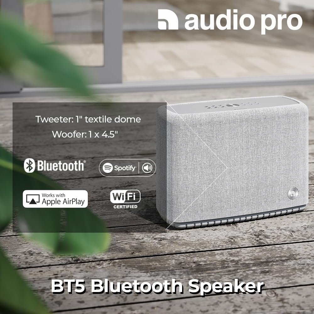 Audio Pro A15 Enceinte Multiroom sans Fil Bluetooth, Gris Clair