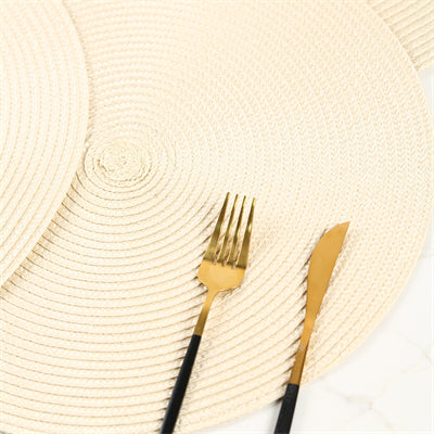 Set de table rond en polypropylène riz perlé, Lot de 6 sets de table ronds tressés lavables antidérapants pour tables à manger, 15 pouces, Décoration intérieure