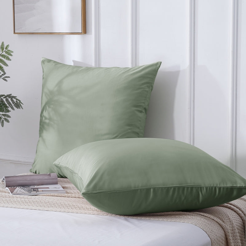 MEROPE, Taie d'oreiller en bambou, 80x80 cm, eucalyptus, lot de 2