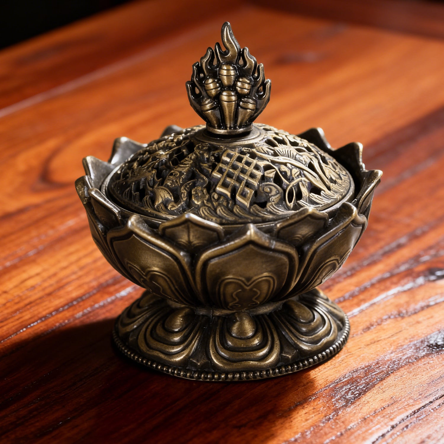 Ju7cer 1 pc Brûle-encens bronze/lotus - Style classique, idéal pour décoration de Noël maison et présentation au sol, porte-encens