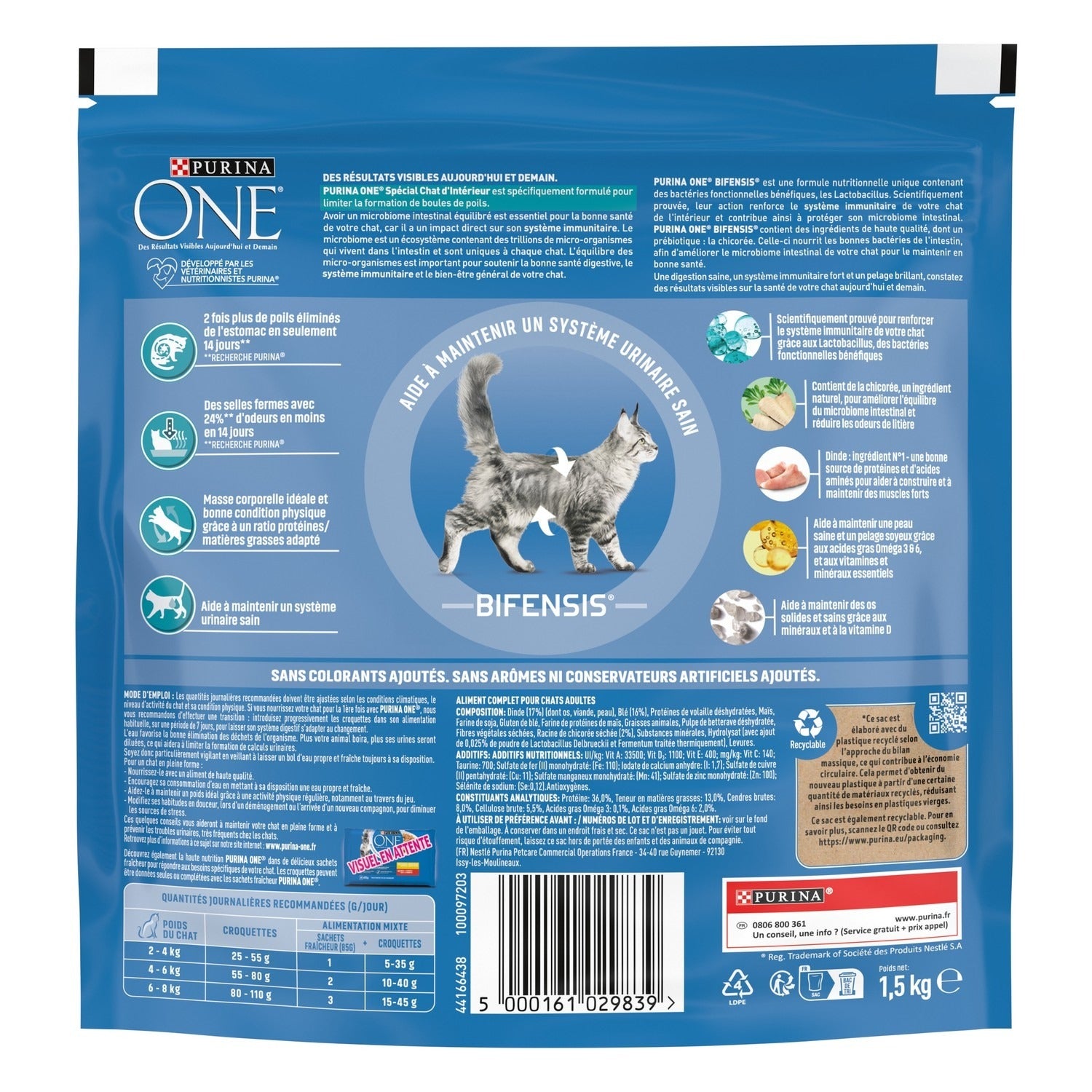 Purina One Bifensis Aliment pour chat adulte d'intérieur à la dinde - 1,5 kg