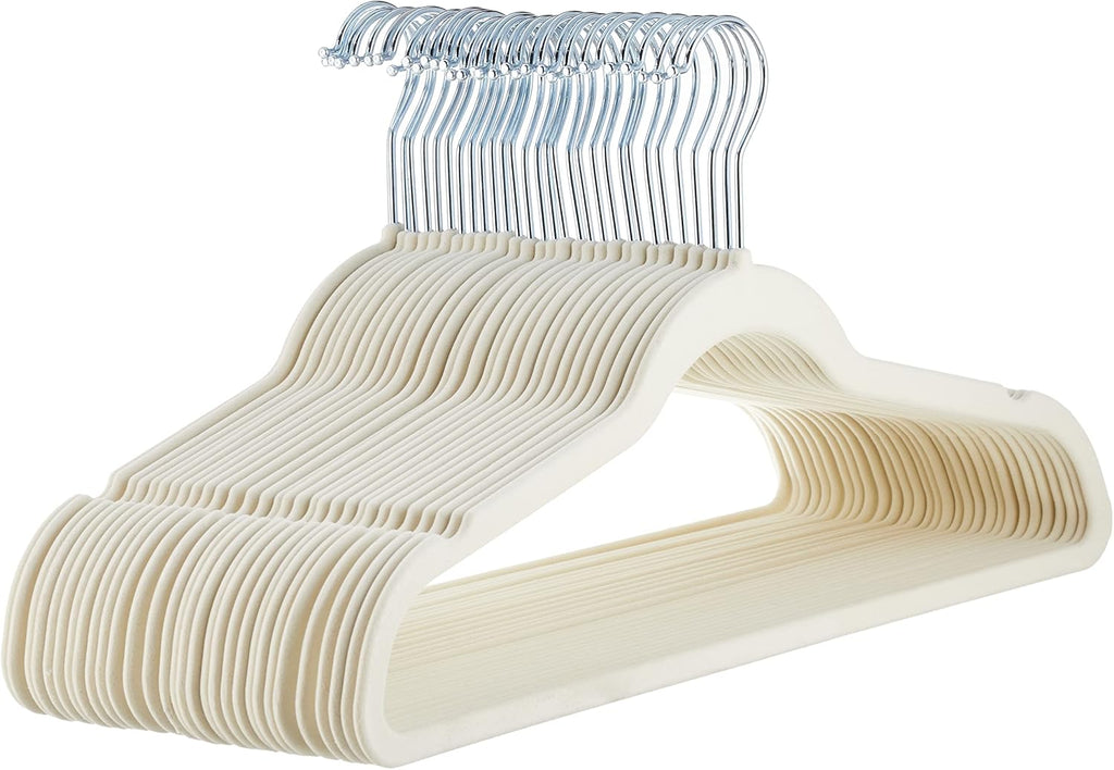 ANQI Lot de 30 cintres en velours antidérapants - Ivoire/beige