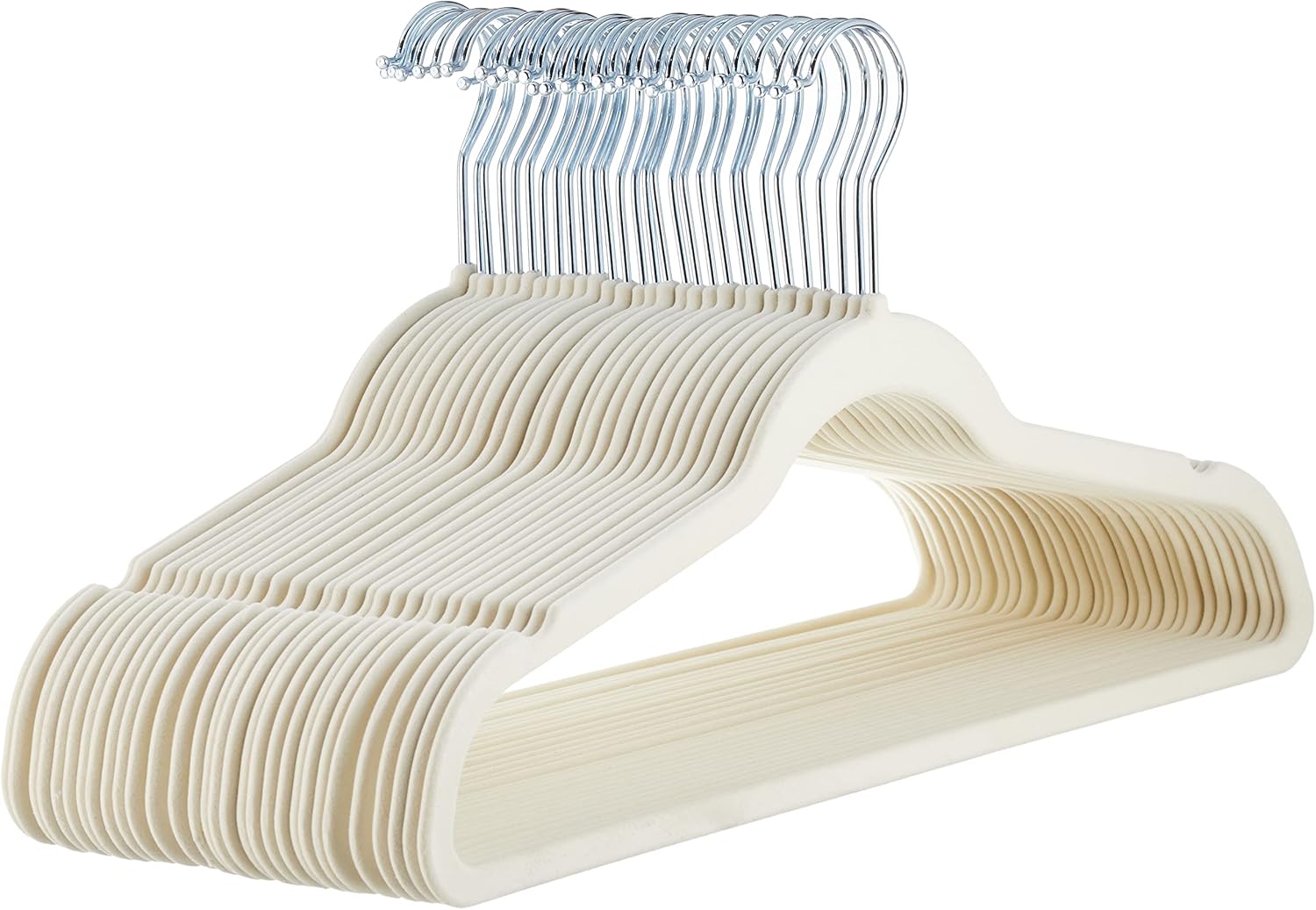 ANQI Lot de 30 cintres en velours antidérapants - Ivoire/beige