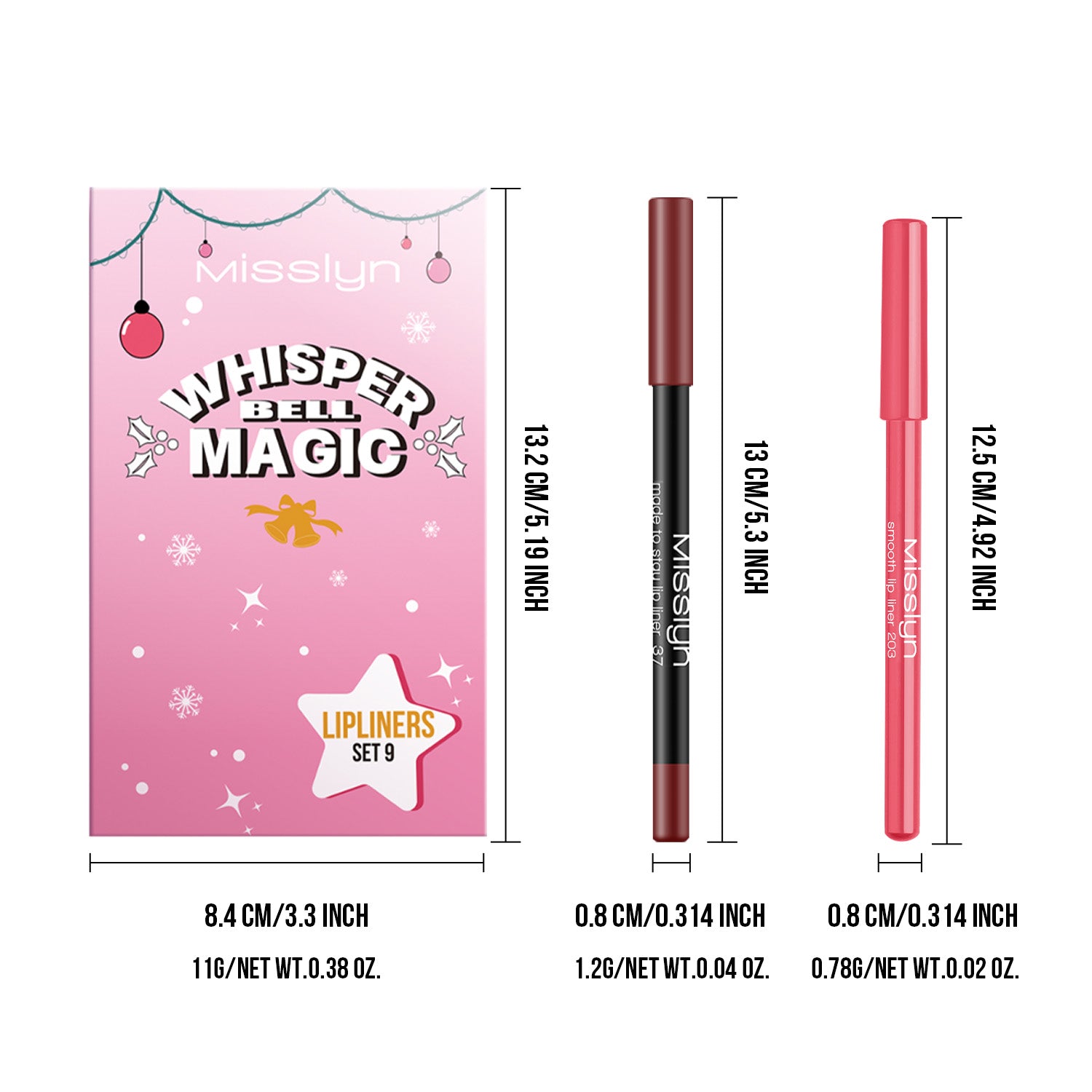Misslyn Magie clochette chuchotée 2 Coffret de crayons contour des lèvres