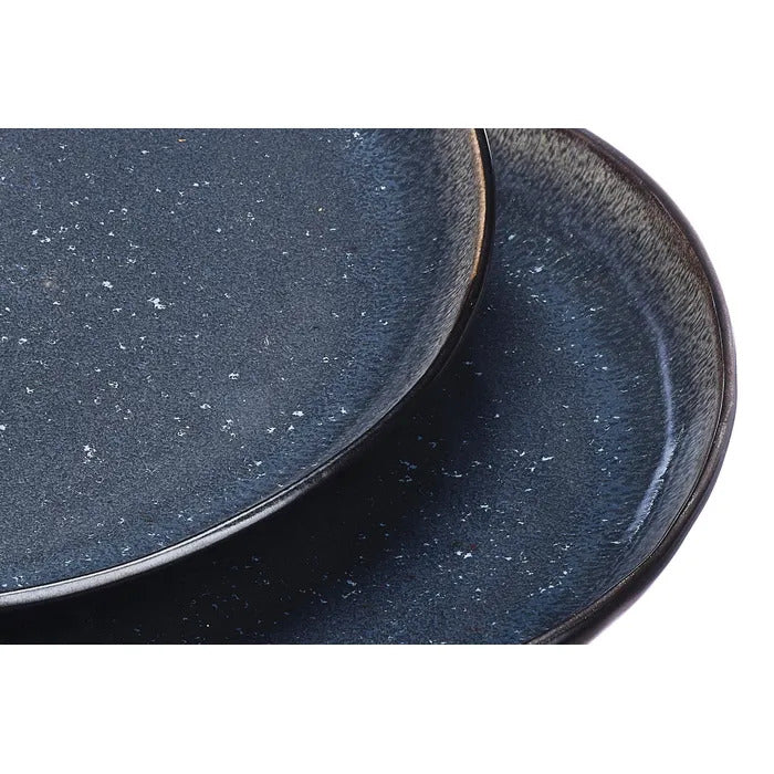 BJÖRN IRIS Lot de 2 plateaux de service bleu nuit - Ø 32 cm
