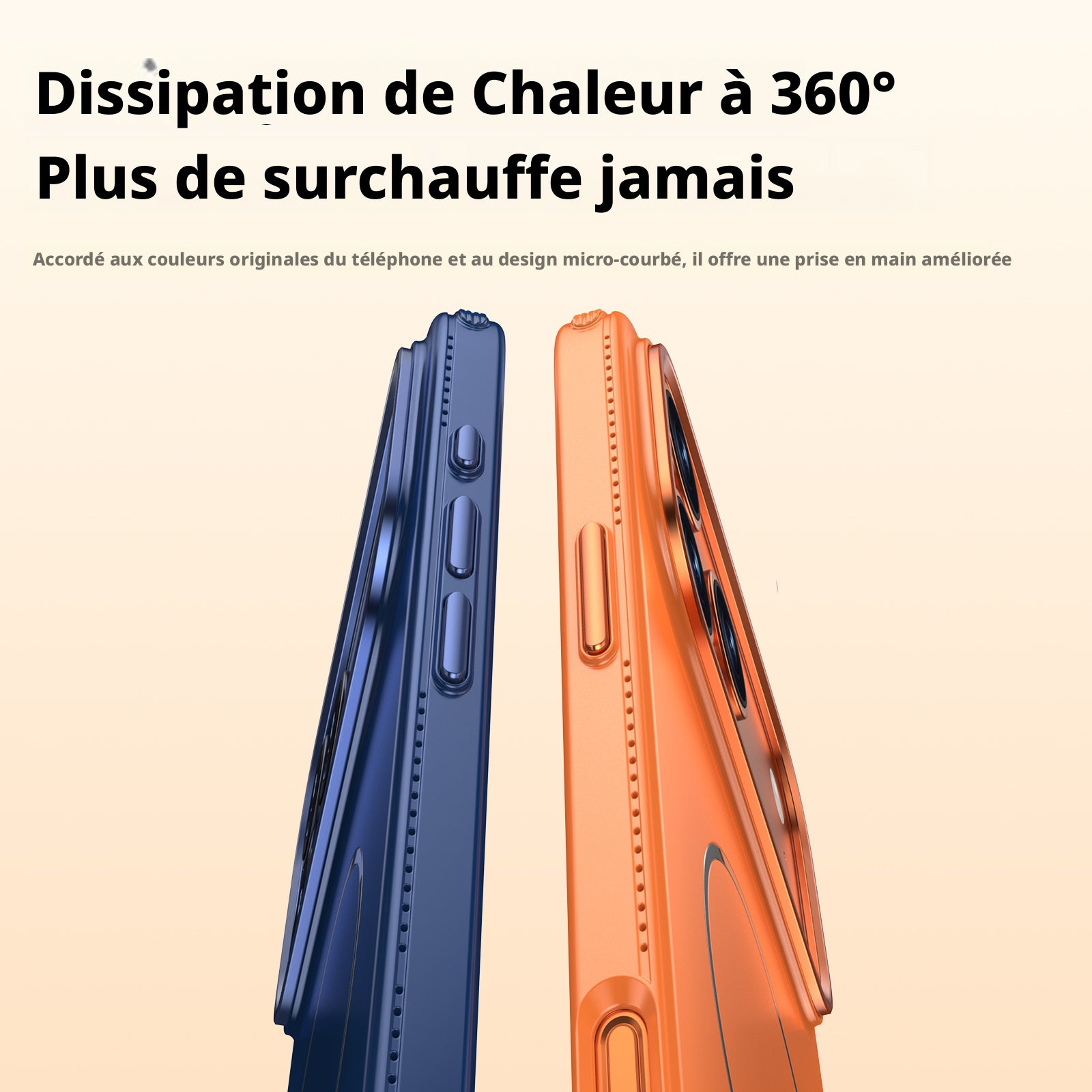 Coque pour iPhone 17 Pro Max, dissipation thermique des bords, anneau magnétique MagSafe, version fine, orange, 1 pièce