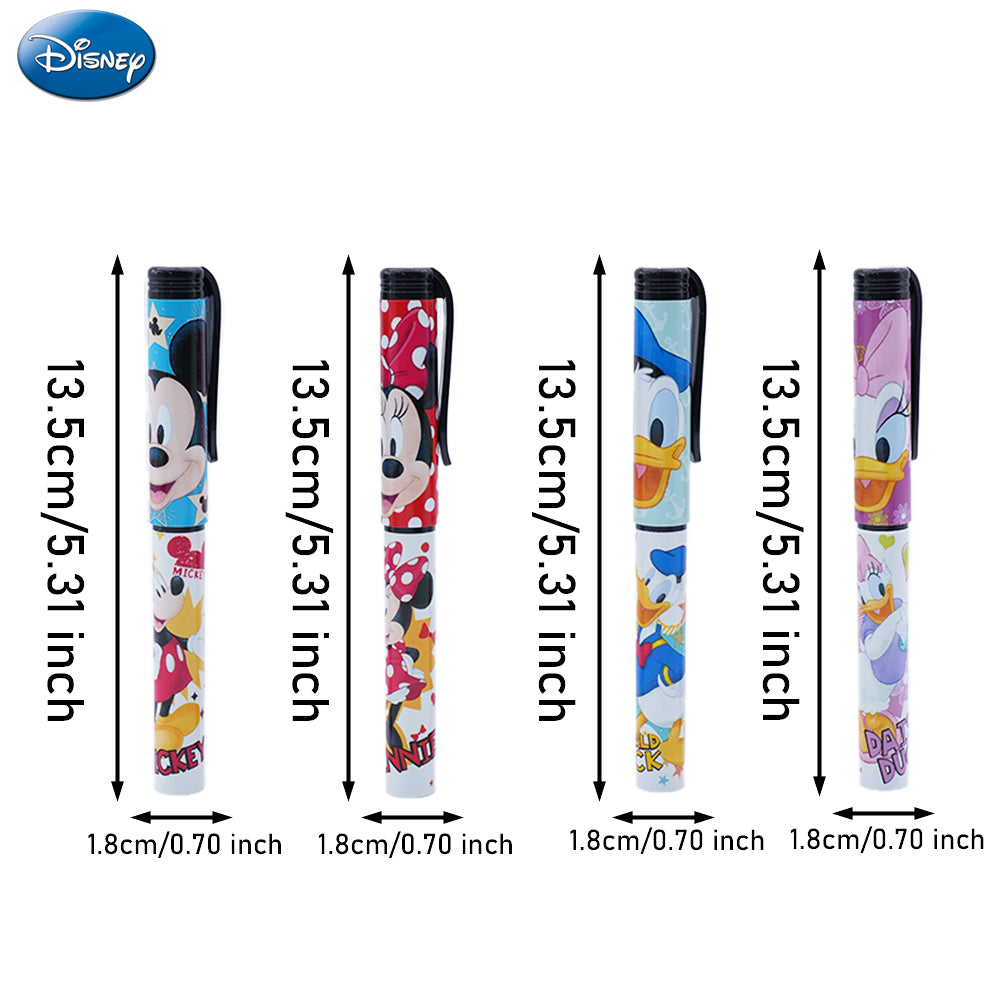 Disney Lot de 4 stylos à bille Mickey Mouse, Donald Duck, Minnie et Daisy sous licence officielle, Motifs de dessin animé mignons, Colorés et fluides, Cadeau de papeterie