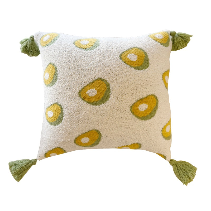 MEROPE, Housse de coussin en tricot acrylique sherpa, 50x50 cm, avocat, 1 pack