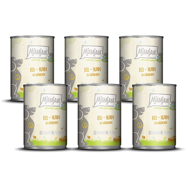 [Peut être servi frais pour l'été] MjAMjAM Nourriture humide pour chien poulet carotte bio naturelle - 400 g x 6