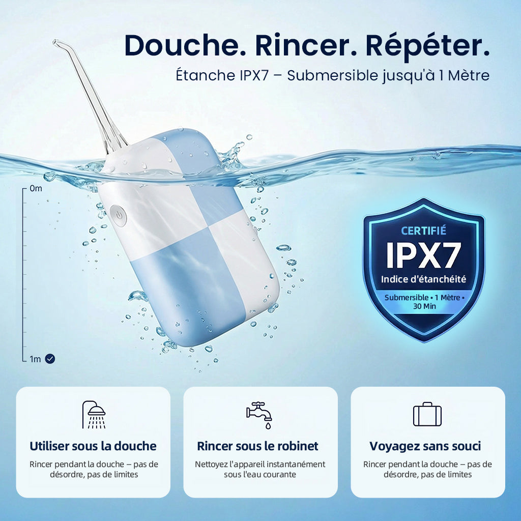 BAIR CARE V6 Hydropulseur de poche portable avec réservoir magnétique innovant, mode jet continu, autonomie de 30 jours, rechargeable USB, étanche IPX7, idéal pour le voyage