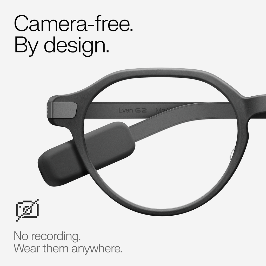 Even Realities - Even G2 A Gris (Monture ronde) - Lunettes intelligentes de visualisation quotidienne, Sans caméra, Confidentialité d'abord, Batterie de 2 jours
