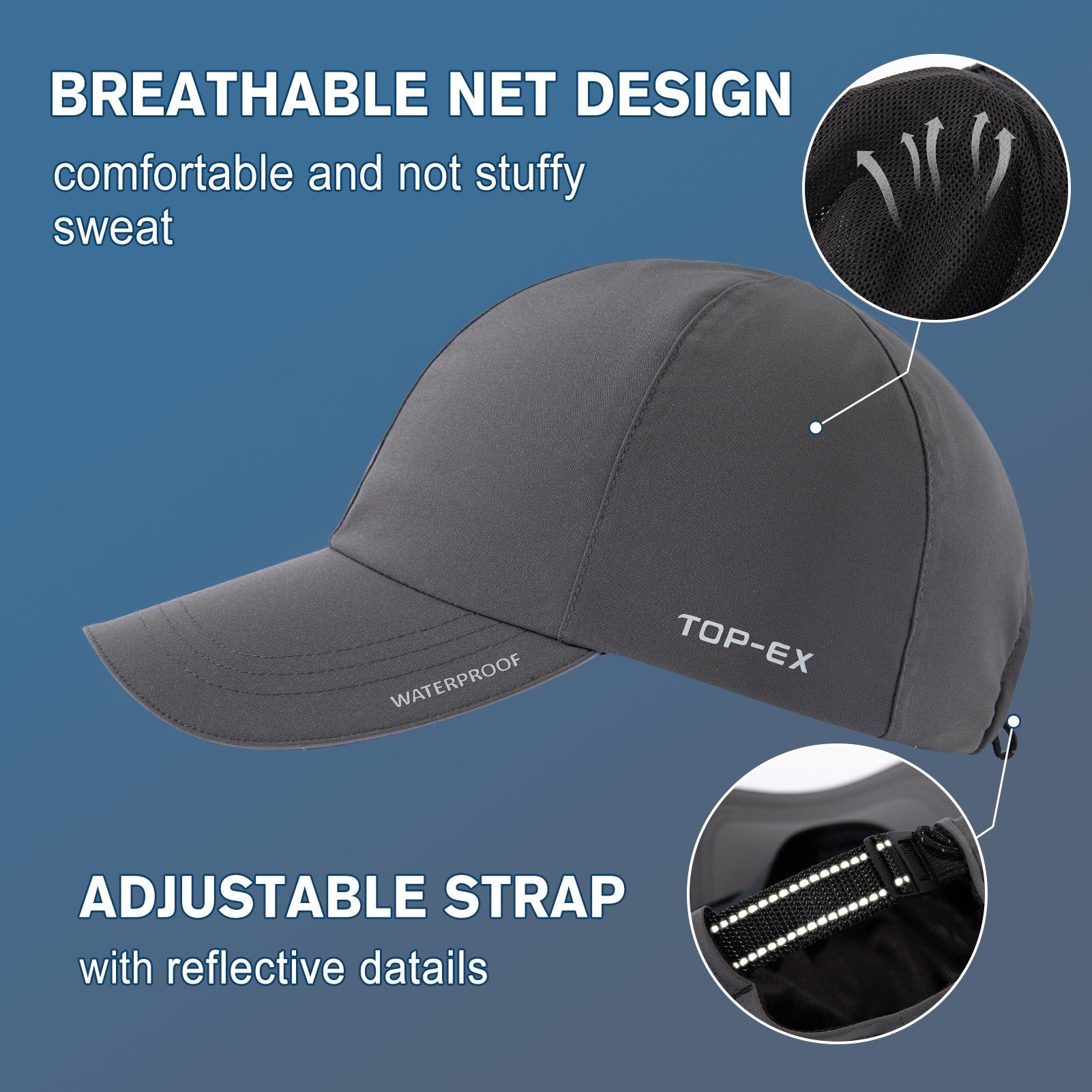 TOP-EX Casquette de running imperméable toutes conditions non structurée Urban Storm M/L Gris