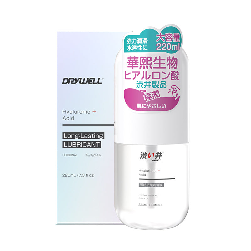 Gel intime à l'acide hyaluronique Drywell, à base d'eau, 220 ml – Hydratation longue durée, sensation légère et non grasse, extraits de plantes