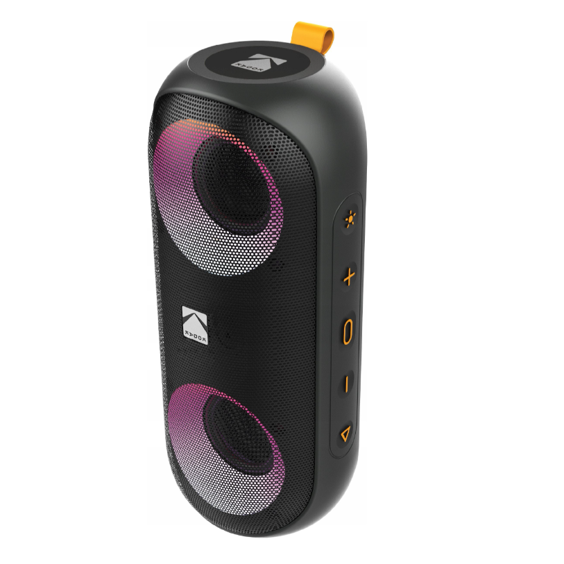 Kodak Enceinte portable sans fil 2 x 10 W IPX6 - Batterie rechargeable : 7,4 V/2000 mAh