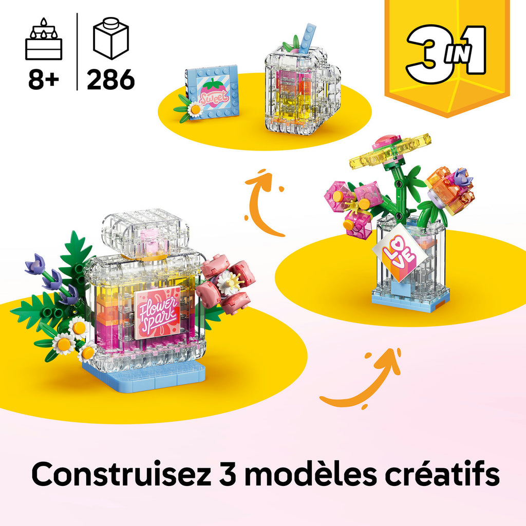 LEGO Creator 3-en-1 Set de Construction Flacon de Parfum avec Décoration Florale 31383
