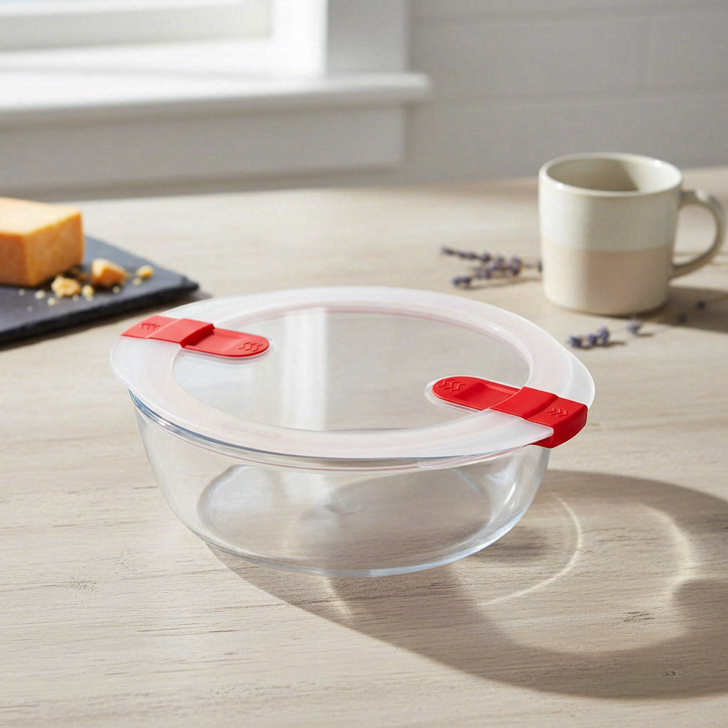 PYREX Récipient hermétique rouge pour cuisson et chauffe - 2,3 L - 26 x 23 x 8 cm