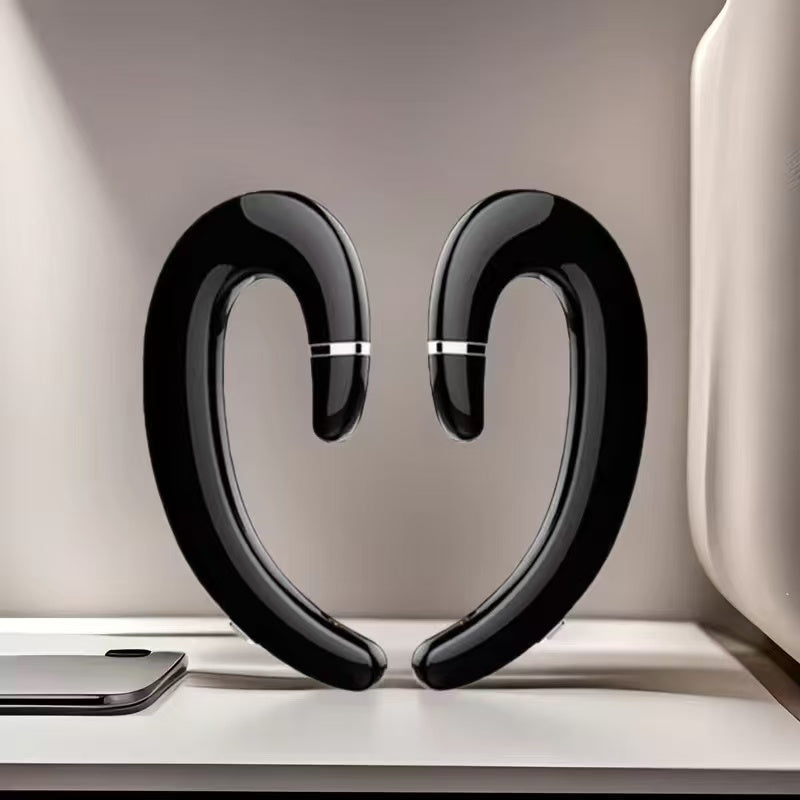 VoxorAI C6 Noir Écouteurs à crochets auriculaires doubles Bluetooth à conduction osseuse Écouteurs de sport Meilleures ventes