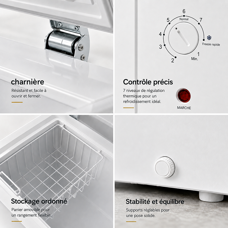 AUCMA 95 L Congélateur Coffre Convertible, Réfrigérateur & Congélateur Réversible, Mini Congélateur Profond Ouverture par le Haut, Classe Énergétique E, Fonctionnement Silencieux, Thermostat à 7 Niveaux, Panier Amovible & Tuyau de Dégivrage, Convient