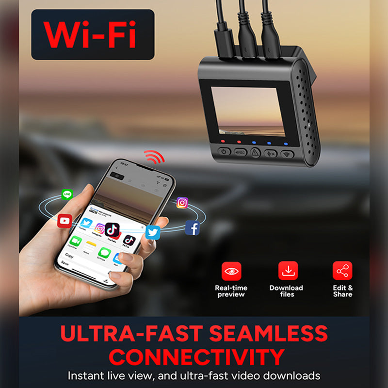 SJCAM M60S Caméra embarquée 3 canaux avec enregistrement avant 4K, arrière 2K et habitacle 1080P, capteur IMX335, WDR, H.265, capteur G, Wi-Fi et surveillance de stationnement
