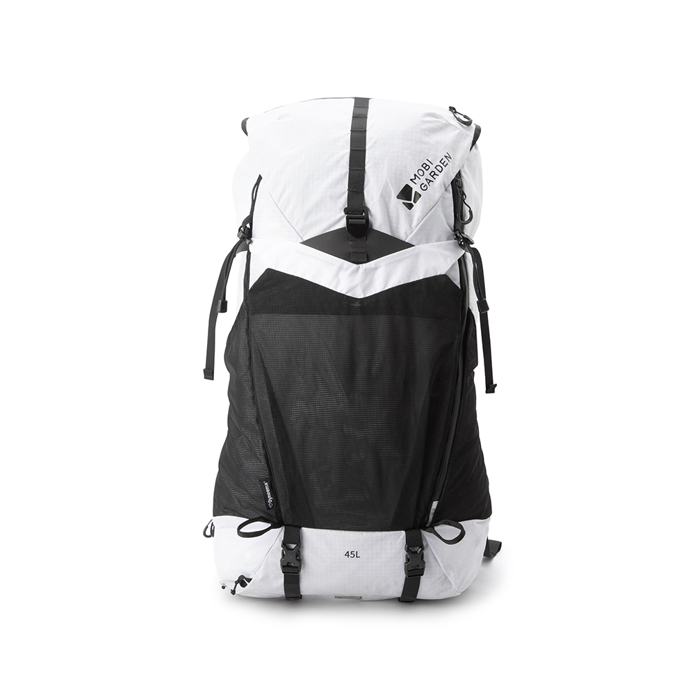 Mobi Garden, sac à dos Phantom Pro 3D Dyneema 45 L, sac à dos de randonnée ultraléger, sac de trekking à grande capacité, blanc, structure ultralégère et stable avec respirabilité améliorée