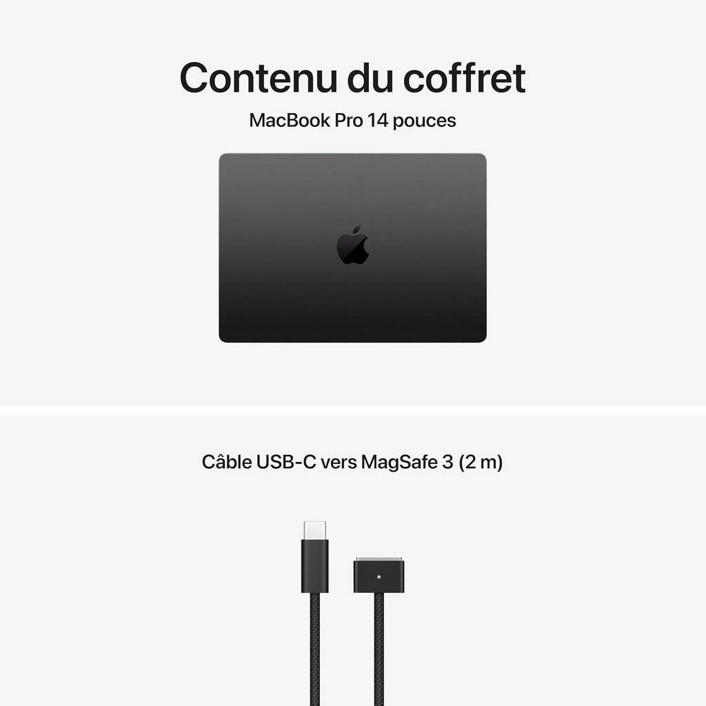 Apple MacBook Pro 14 pouces Puce M5 CPU 10 cœurs GPU 10 cœurs 32 Go RAM 1 To SSD Noir sidéral, AZERTY
