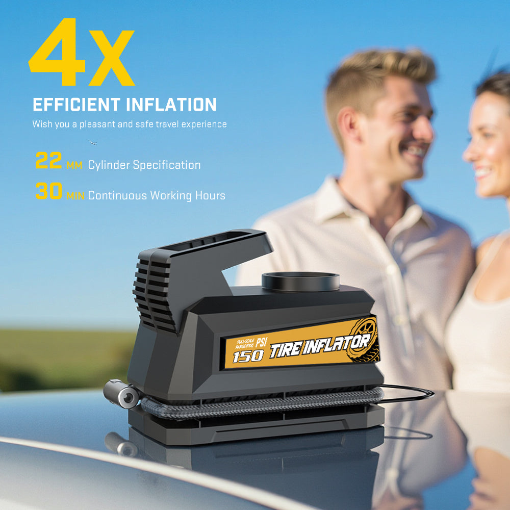 Carsun Compresseur d’air portable 12 V 22 cylindres, Petit et léger, Puissance élevée, Conception sans interrupteur prête à l’emploi
