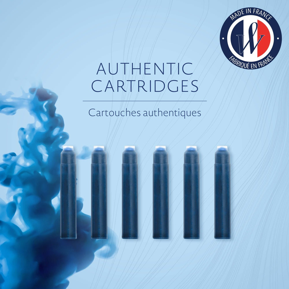 Waterman cartouches d’encre pour stylo plume | format standard international « petit » | couleur Bleu Sérénité | boîte de 6